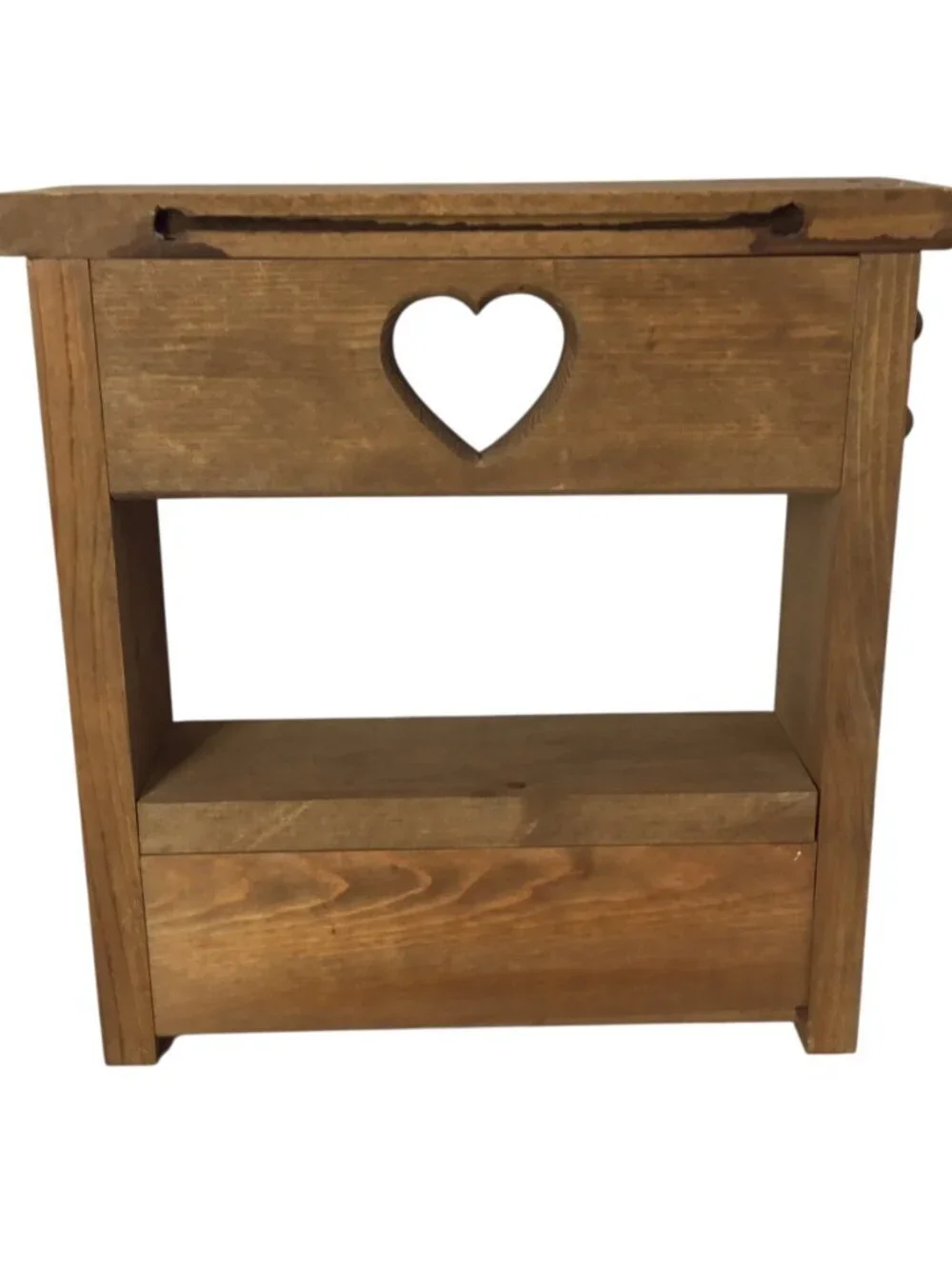 Vintage Wooden Heart Cutout Shelf w/Pegs Two Tier Cottagecore Farmhouse Country